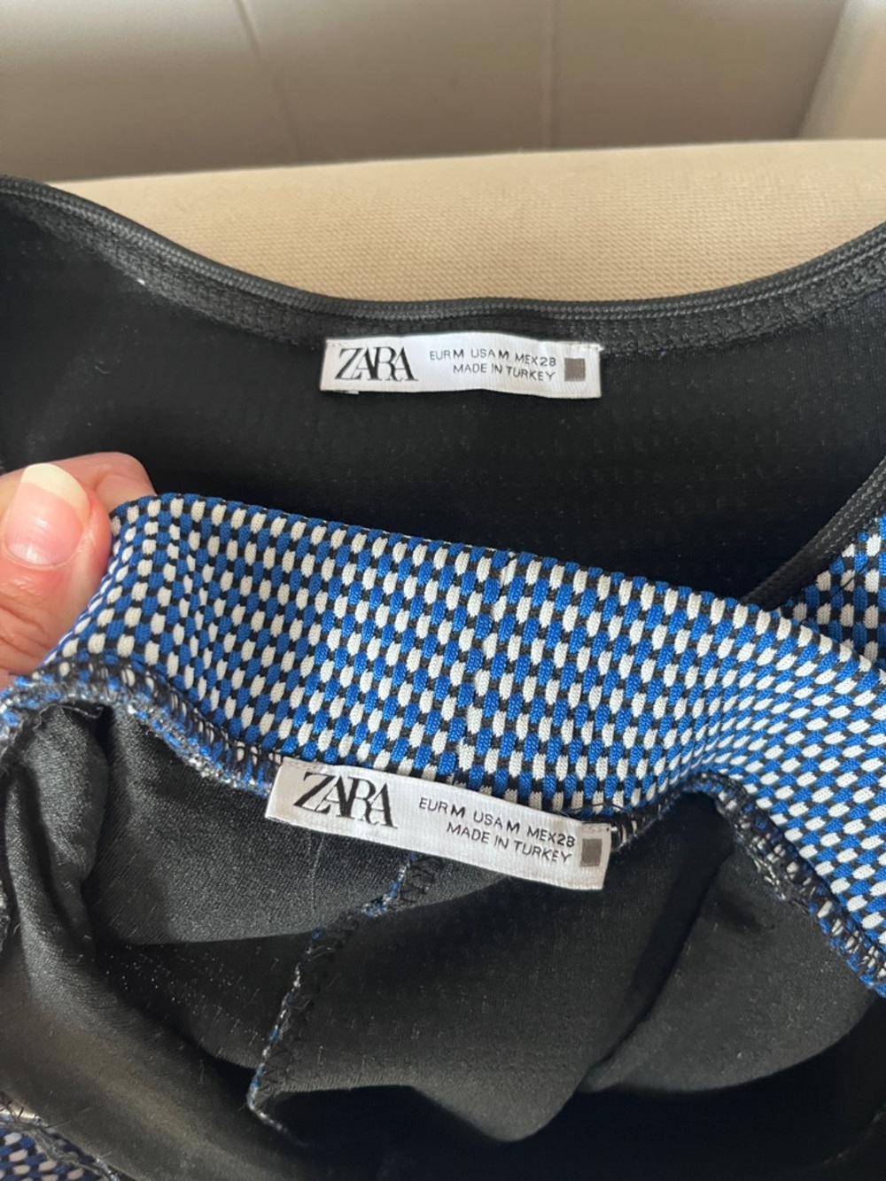 Zara Black and Blue Textured Pant & Top Set - Sold together - Picture 3 of 5
